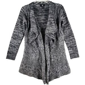 iz Women's Cardigan Sweater Size XS Black Gray Long Sleeve Open Front‎ Stretch